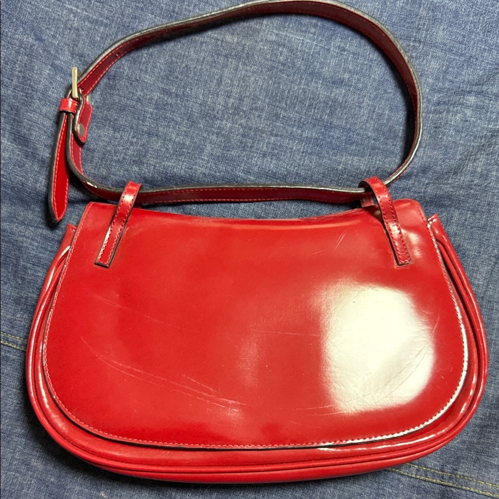 Red Leather Shoulder Bag - Classic Women’s Handbag